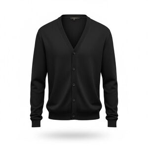 Bruuns bazaar Black Men's 100% wool thin spring Sweater cardigan size XL